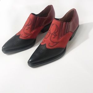 NINE WEST Vintage Leather Cowboy Booties